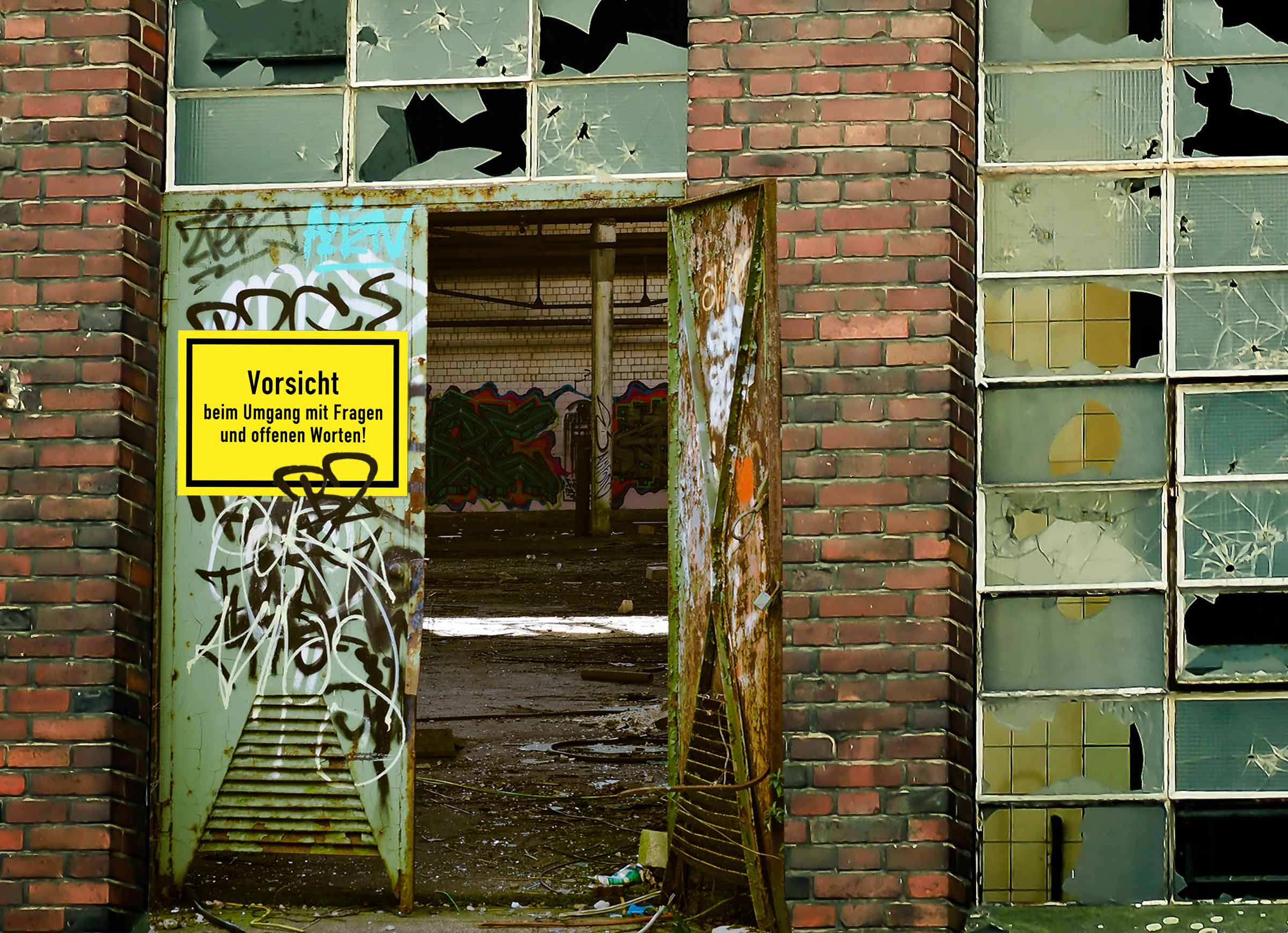 Schon ein falsches Wort kann zur Katastrophe führen! - Dieses Warnschild gehört in jede Chefetage.