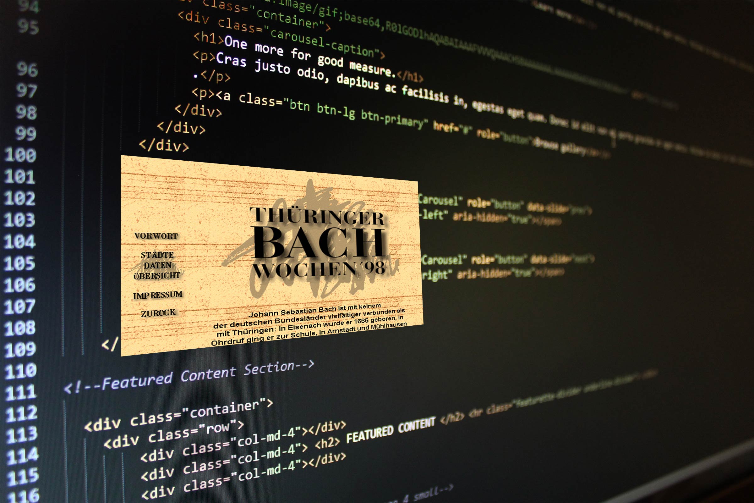 Die wohltemperierte Website informiert über Veranstaltungen an den Wirkungsstätten des Meisters.